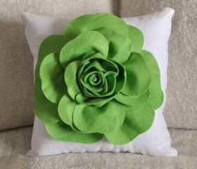 Green Daisy White Flower Pillow