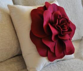 Red Daisy Flower Pillow