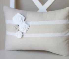 Three White Corner Daisies Flower Pillow