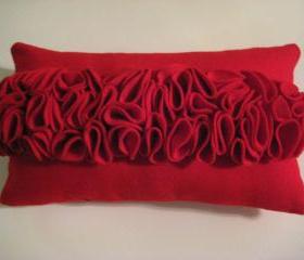 Red Cockscomb Flower Pillow