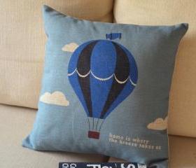 Blue Cartoon Fire Balloon Cusion Pillow