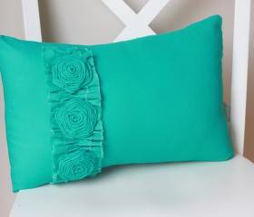 Turquoise Daisy Flower Pillow