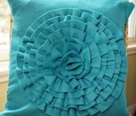 Turquoise Flower Pillow