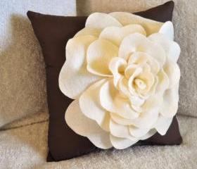 Beige Daisy Flower Pillow