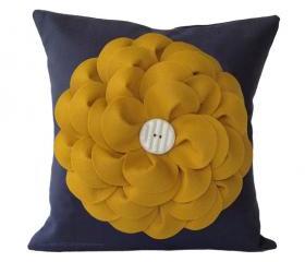 Yellow Daisy Gray Flower Pillow