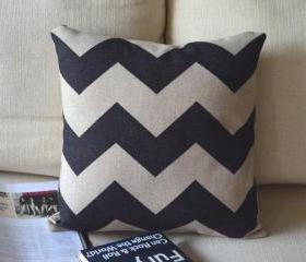 Black Zigzag Pillow - Chevron Pillow Cover
