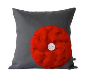 Corner Red Daisy Flower Pillow