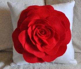 Big Red Daisy Flower Pillow