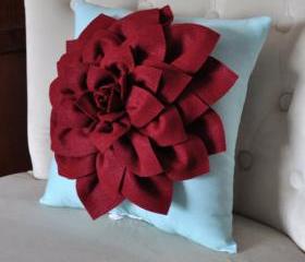 Dark Red Daisy Flower Pillow