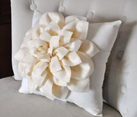 White Dahila Flower Pillow