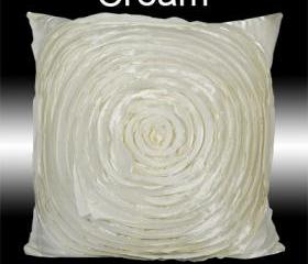 Cream Rose Flower Pillow