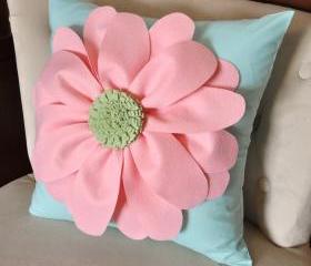 Light Pink Daisy Flower Pillow
