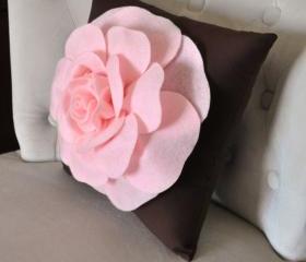 Pink Daisy Brown Flower Pillow