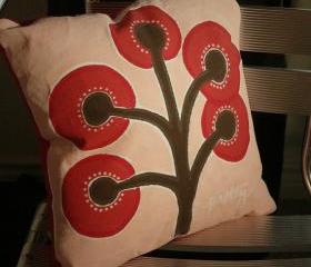 Red Baby Tree Painting Pillow