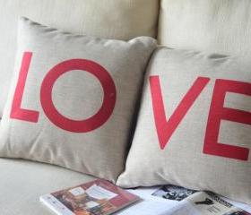 Unique Love Linen Pillow 2PCS