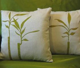 Bamboo Painting Fabric Pillow